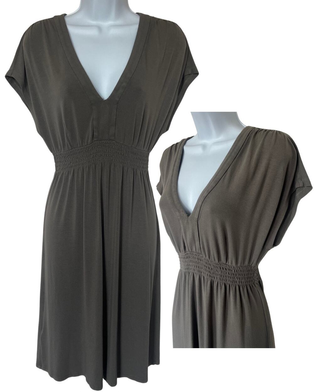 Tommy Bahama Y2K Brown V Neck Dress Beach Swim Cover Up Resort Vacation Sz Small
